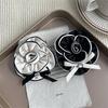 Camellia Bow Brooch Black White Fabric Mourning Funeral Corsage Pin French High-End Elegant Bag Clothes Scarf Accessories Brooch