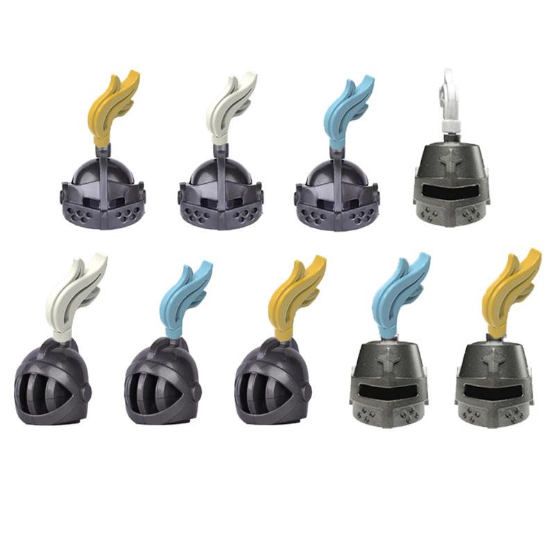 MOC Средневековые Строительные Блоки Персонаж Рыцарь Воин Набор Аксессуаров Шлем Наплечники Щит Лук Стрела Кирпич Подарок Игрушка X022