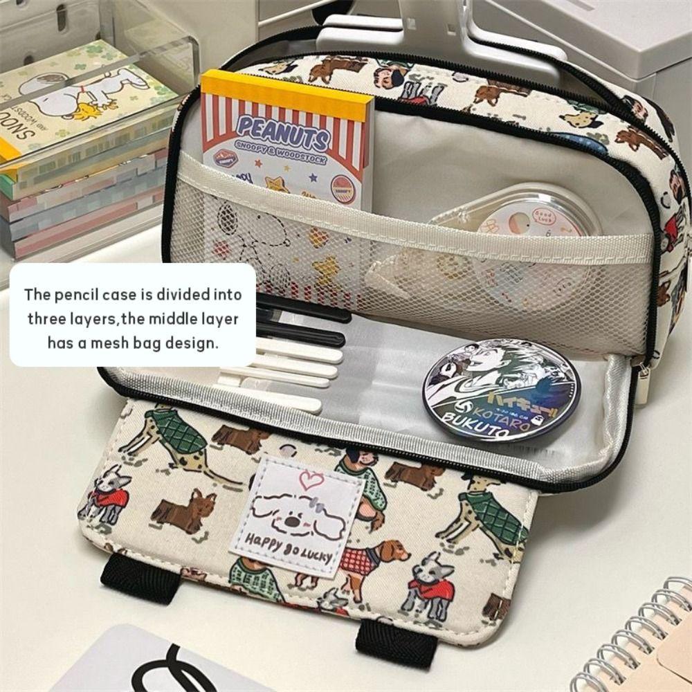 Ретро пенал для щенка Милая кошка Сумка для канцелярских принадлежностей Многофункциональная сумка для ручек Студент