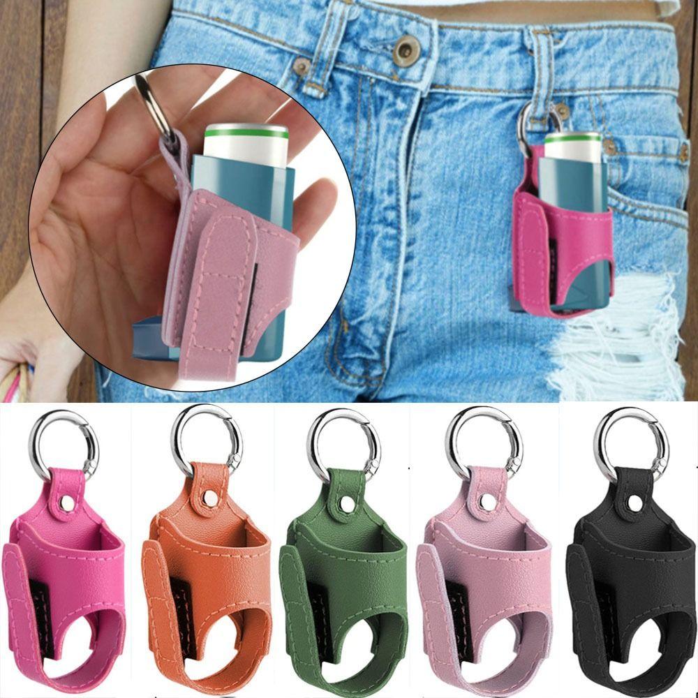 PU Leather Inhaler Case Holder 3.17*6.35cm Leather Storage Case Daily School Hiking
