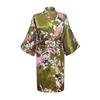 Women's Japanese-style Kimono Pajamas Short-sleeved Women's Printed Peacock Long Nightgown Simulation Silk Bathrobe
