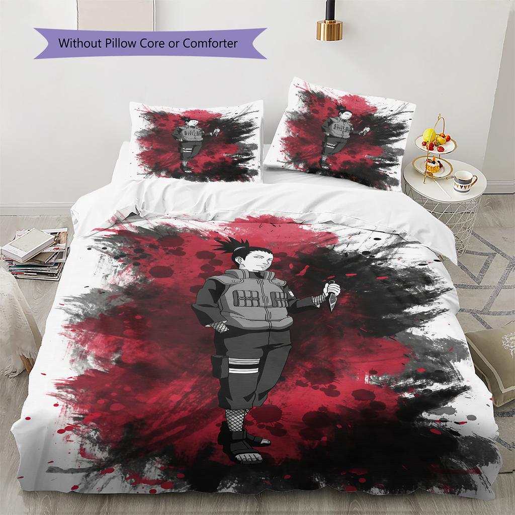 Shikamaru Nara Pattern Bedding Quilt Set Home Decoration Gift (1 * duvet cover + 2 * pillowcase without core)