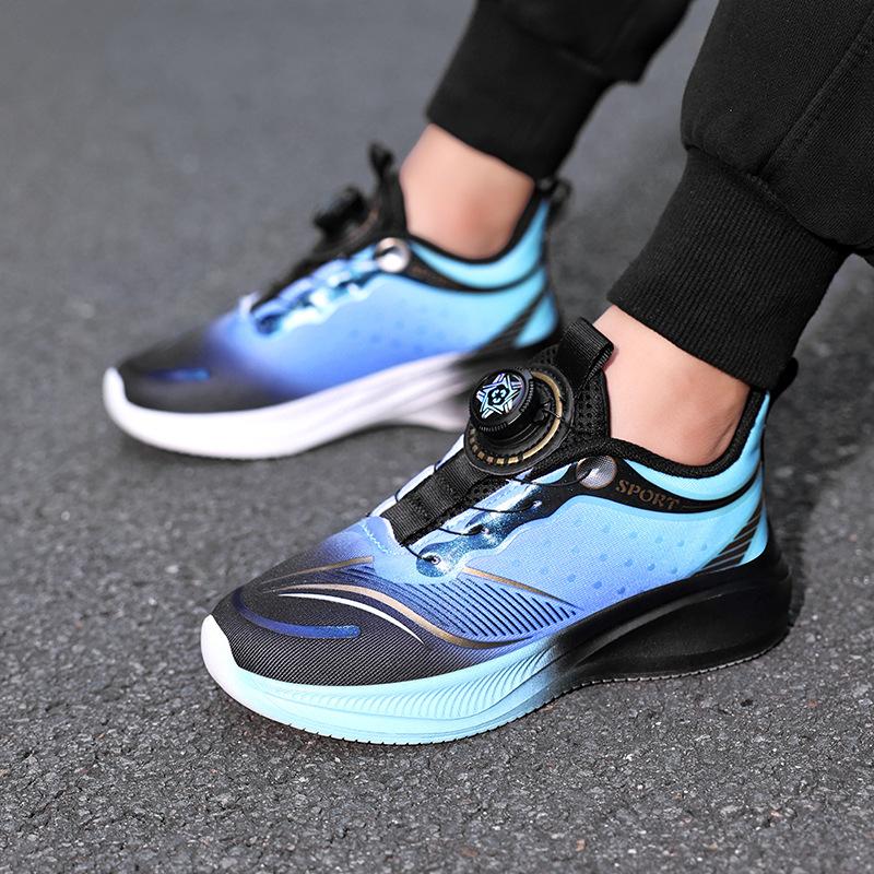New spring and autumn collection of athletic shoes for boys, featuring a mesh upper, designed for children's running, and offering a lightweight,