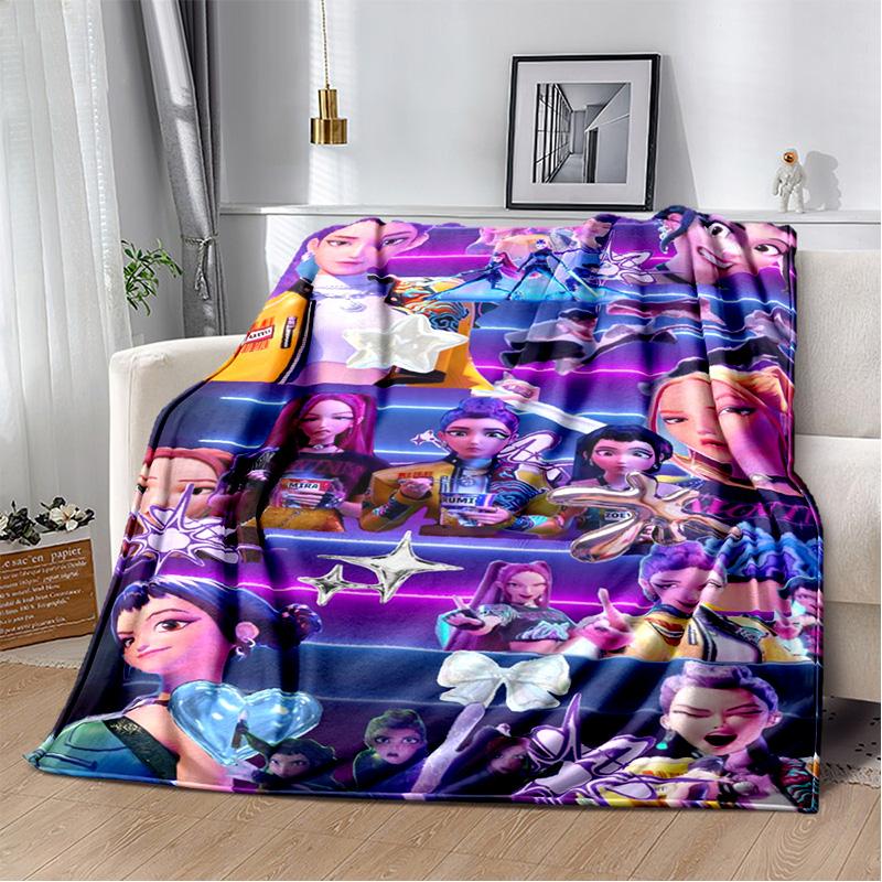 Animated music movie K-Pop: Demon Hunters Flannel Blanket Sofa Decoration Bedding Camping picnic blanket blankets for beds