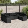 9-piece Garden Sofa Set with Black Poly Rattan Cushions, 2-seater Garden Sofa with Poly Rattan Cushions 3345863