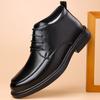 High-top Leather Shoes Men's Cotton Thickened Leather Boots Business Dress Leather Shoes Lace-up Autumn and Winter Leather Men's Shoes Fashion Cott