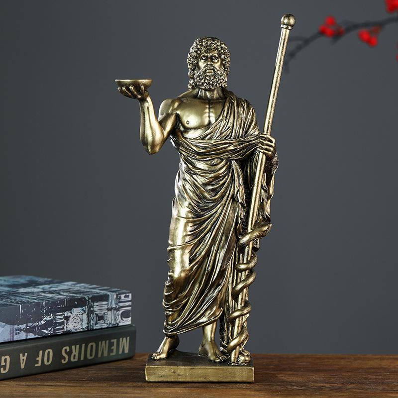 Бог Медицины Посох Асклепия Смола Статуэтка Греческая Мифология Скульптура Врача Декор Стола Клиники Подарок для Студента Медика