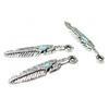 PS1100241 PAX 25 Small Feathers Pendant Charms Antique Silver and Blue Enamel