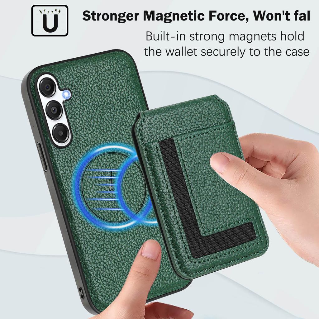 For Samsung Galaxy A25 5G (Global) (161.0 x 76.5 x 8.3mm) Magnetic Case TPU + PU Leather Phone Back Cover with Detachable Card Holder
