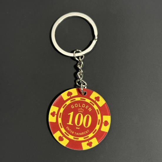 6 шт. Брелок для покера, подвеска для украшения сумки, полированное металлическое кольцо, легкий акрил