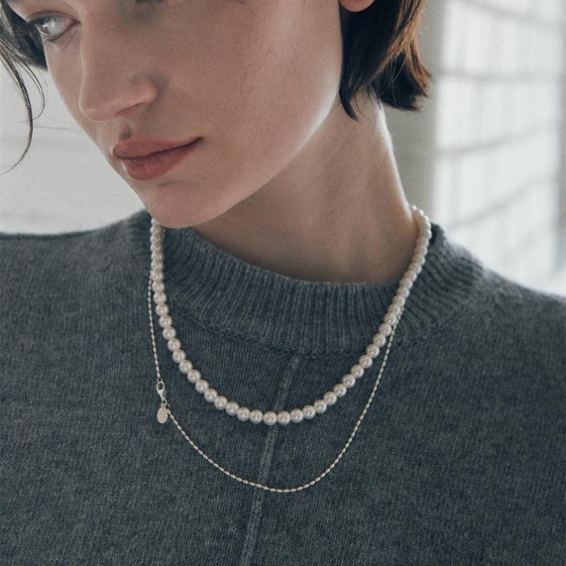 Verte 925 Silver Mini Rizi Necklace  Long Ver. 