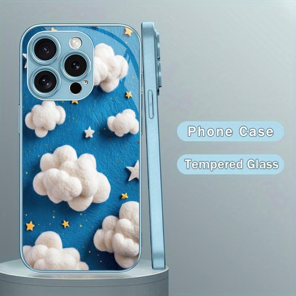 Мечтательный синий небо-облачный принт для чехла iphone 17 для coque iphone Модный чехол fundas Стекло для iPhone 17 16 15 14 13 pm Pro Plus