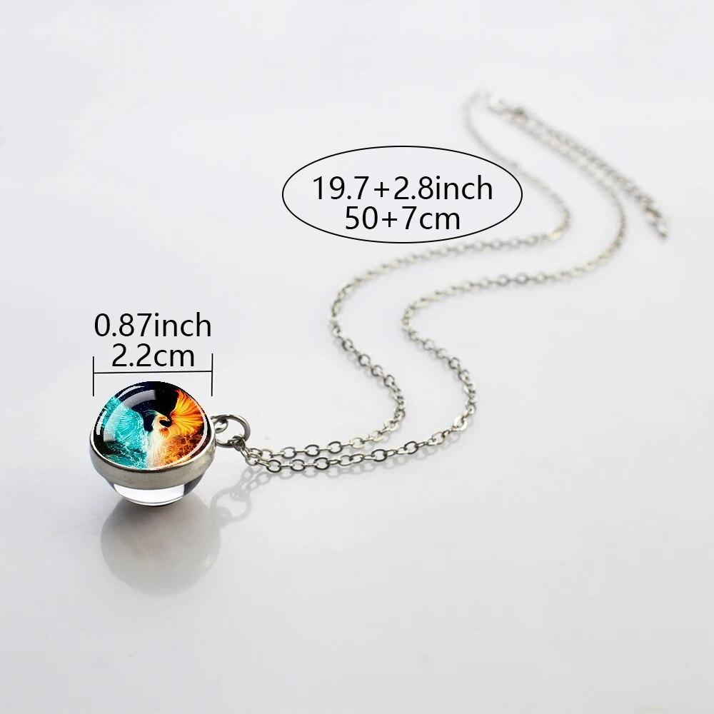 Попугай Феникс Павлин Ворон Ласточка Воробей Сова Двусторонний Стеклянный Шар Подвеска Ожерелье Мужчины Женщины Ювелирные Изделия Подарок