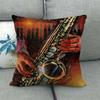 Подушка с акварельной гитарой и саксофоном для спальни, декор для роскошного дома, красивый музыкальный инструмент, наволочка