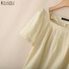 ZANZEA Women Summer Square Collar Casual Short Sleeve Blouse