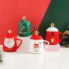 Creative Christmas Ceramic Cup Christmas Mug with Lid Spoon Christmas Water Cup Coffee Cup Souvenir Cup