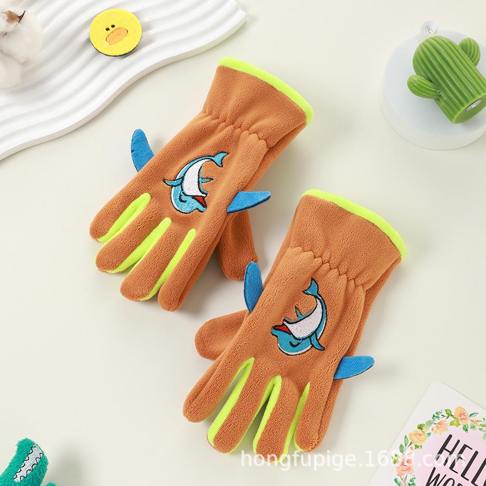 Add Fleece In Autumn and Winter Olympic Fleece Primary School Students Cycling Skin Friendly Outdoor Warm and Cold Proof Cute Gloves