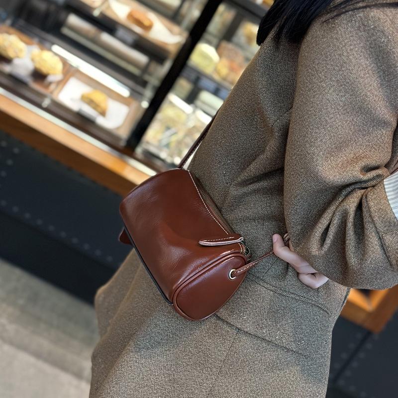 Кожаная сумка-мессенджер для женщин, ретро, высокого класса, Sense Niche, маленькая сумка-цилиндр, универсальная мини-сумка для мобильного телефона