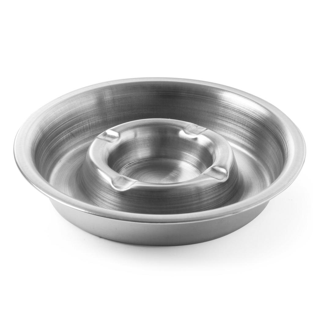 Ashtray with ash trough, stainless steel, diameter 160mm, Hendi 440100
