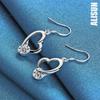 925 Sterling Silver Heart-shaped AAA Zircon Pendant Piercing Earrings Fashionable Wedding Jewelry