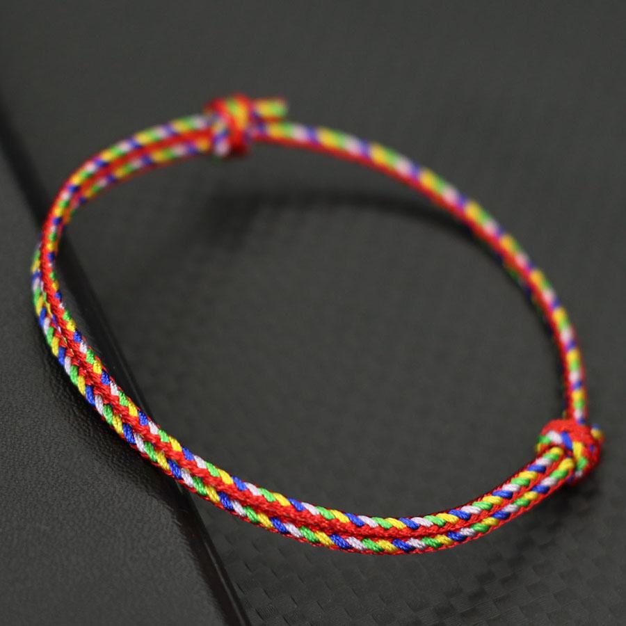 Handwoven Ethnic Colorful Rope Bracelet Unisex Easy Knot Sliding Adjustable Bilayer Thread Braclet Outdoor Mother Gift Jewelry