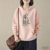 Middle-Aged Women's Stylish Autumn/Winter Printed Pullover Hoodie: Versatile, Casual, Long-Sleeved, Fashionable Spandex.
