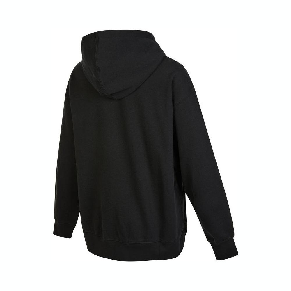 Jordan Logo Print Fleece-Lined Hoodie with Loose Fit Long Sleeves Women Hoodie Black DQ4604-010