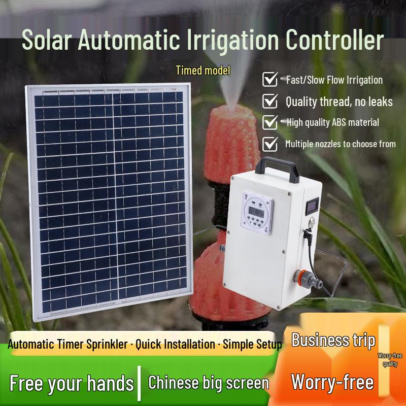 Solar-Powered Automatic Plant Watering System with Drip Irrigation and Sprinkler for Gardens