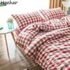 Постельное белье из стираного хлопка, простыни для спальни, бытовые, клетчатые, мягкие, размера «king-size», для студенческого общежития, наматрасники, новые