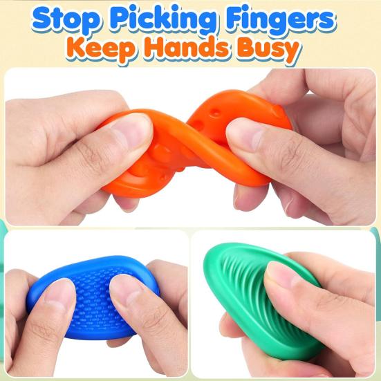 6Pcs/Set Kids Silicone Sensory Stone Toy Textured Worry Stone Concentration Aid Anxiety Stress Relieving