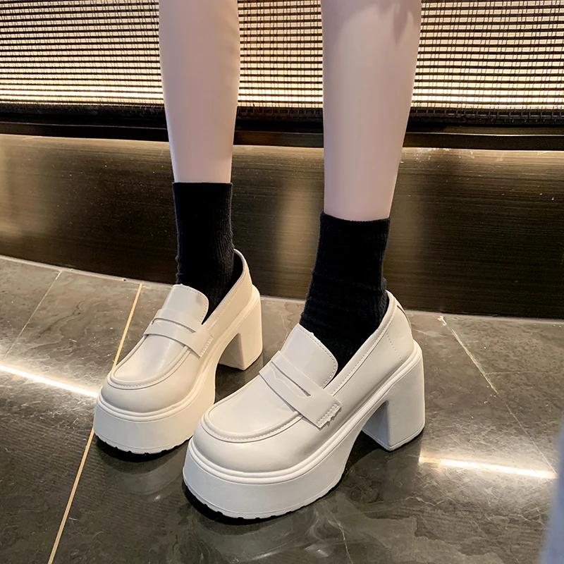 Модные женские туфли из кожи на толстой подошве, весна 2024, новый стиль, французские мокасины, британский стиль, туфли-лодочки для женщин