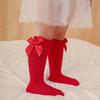 Летняя одежда для малышей Новые детские носки до колена с большим бантом для девочек из мягкого хлопка и кружева Рождественские носки с бантом
