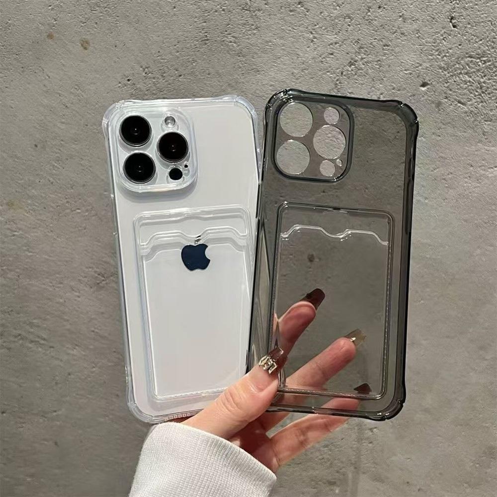 Прозрачный чехол-кошелек с отделением для карт для iPhone 17 16 15 14 13 12 11 Pro Max X XR 7 8 Plus SE, прозрачный, противоударный, мягкий
