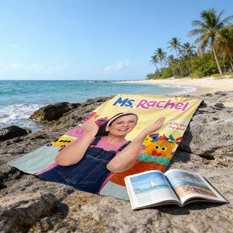 1pc Ms Rachel3 Beach Towel, Beach and Seaside Swimming Pool Equipment, Fashion Pattern, Rectangular, Travel Essentials
