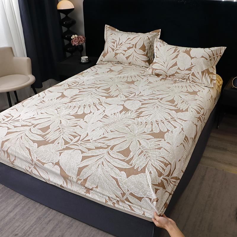 Pure Cotton Fitted Bed Sheets Geometric Bedsheet Non-slip Bed Cover Skin-friendly Bed Linen Couvre Lit (Pillowcase Need Order)