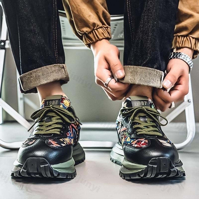 Мода 2025 Новые Весенние Мужские Низкие Кеды на Толстой Подошве Повседневная Спортивная Обувь Модный Тренд Удобная Нескользящая Обувь Низкие Кроссовки на Платформе