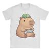 Cute Capybara Anime Gamer TShirts for Men  Leisure Pure Cotton Tee Shirt O Neck Short Sleeve T Shirts Printing Clothing