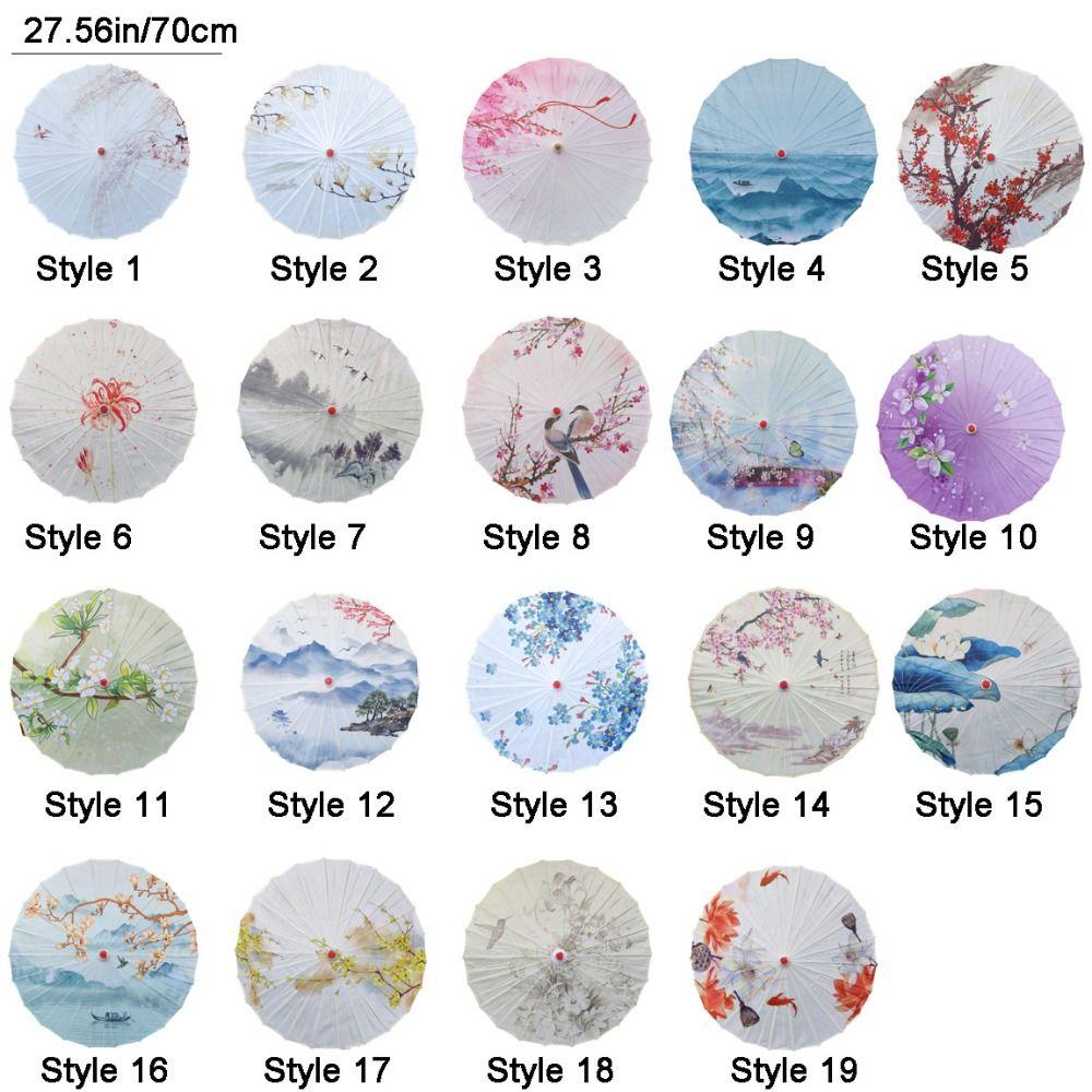 Vintage 70 cm Silk Cloth Women Umbrella Handheld Folding Classical Oil Paper Umbrella Rainproof Decorative Costume Parasol Party