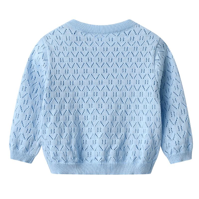 Корейский стиль Весенне-осеннее детское шерстяное пальто Ажурная тонкая летняя рубашка для защиты от солнца Вязаный кардиган для девочек