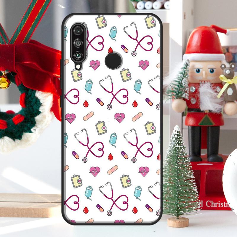Милый стетоскоп в форме сердца для Huawei Nova 9 10 SE 11 Pro Y60 Y70 Y90 Y61 Y91 Y72 Y73 12i 11i 8i P20 P30 P40 Lite Чехол