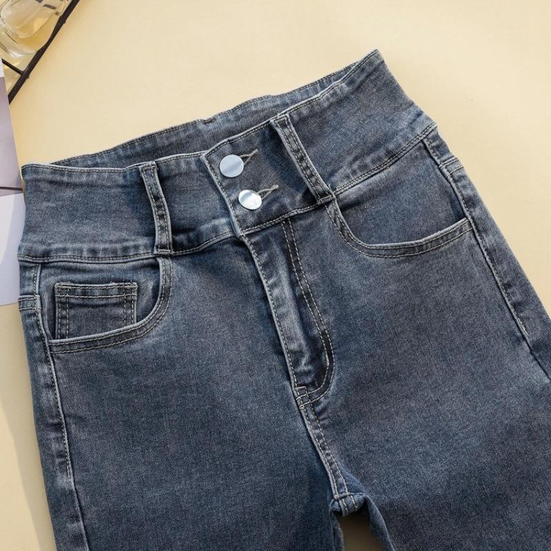 Женские облегающие джинсы с двумя пуговицами, облегающие брюки-карандаш