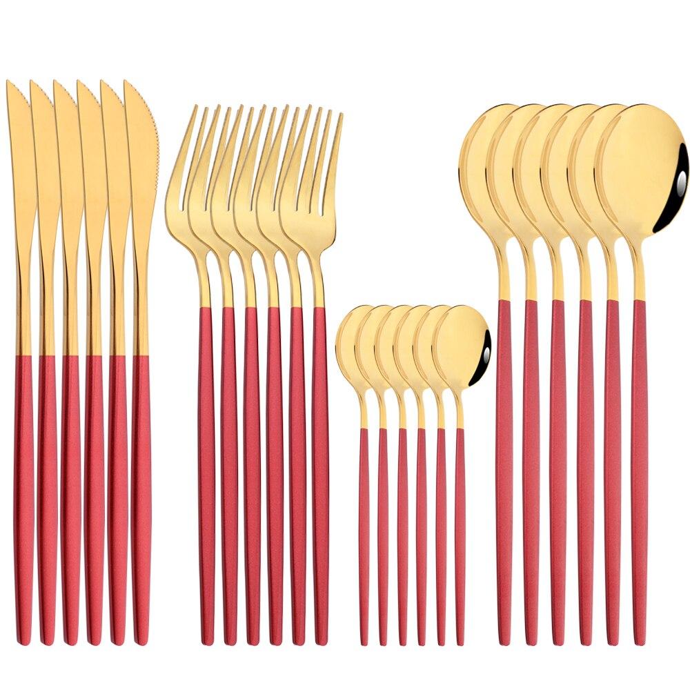 Mirror 24pcs Dinnerware Set Western Stainless Steel Cutlery Set Black Fork Spoon Silverware Set Knife Flatware Set Tableware Set