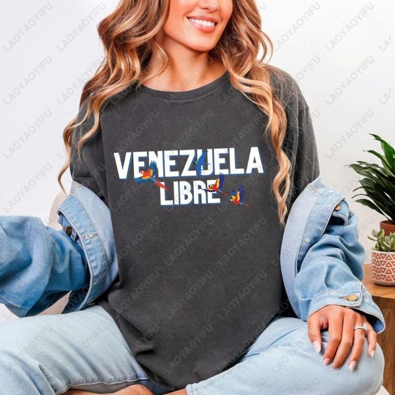 Venezuelan Printing Tshirt Venezuela Freedom Unisex Tees High Quality Cotton Shortsleeve Tops Vintage Aesthetic Graphic TShirt