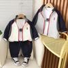 Spring Handsome Toddler Boys' Long Sleeve Cardigan & Sportswear Three-Piece Set