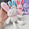 Easter Pull-Up Bunny Toy 11.4" Rabbit Plush Keychain Funny Pull-Out Rabbit Pendant Interactive Colorful Stuffed Animal Toy for Birthdays