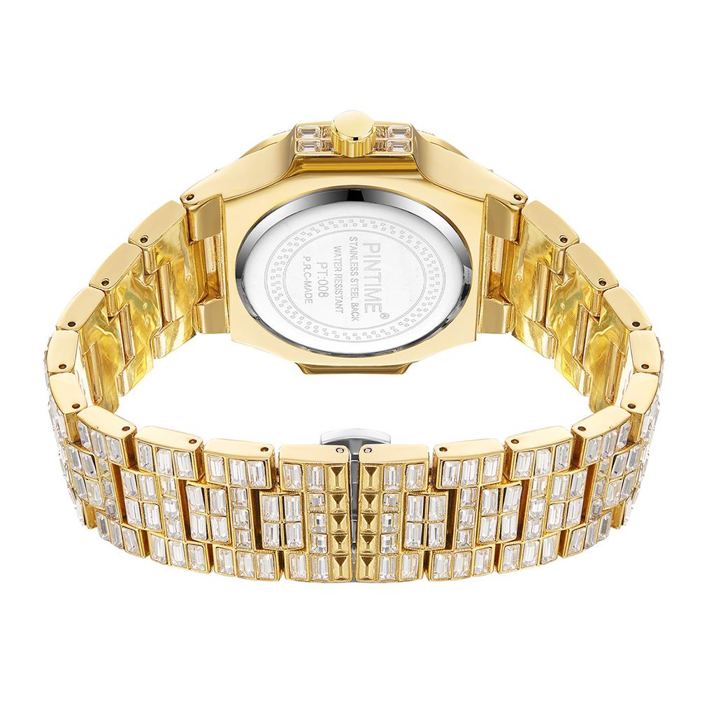 Роскошные мужские часы водонепроницаемые кварцевые наручные часы Ice Out Diamond нержавеющая сталь ремешок светящиеся стрелки Montre Homme