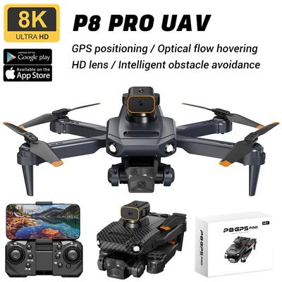 Новый дрон P8 PRO с пятью объективами, 8k, аэрофотосъемка высокой четкости, позиционирование по GPS, бесщеточный двигатель, избегание препятствий, складная летающая игрушка с дистанционным управлением