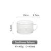 Nordic Style Retro Embossed Glass Cups Sunflower Transparent Coffee Cup Pearl Milk Tea Cold Drink Juice Mug with Gold Line