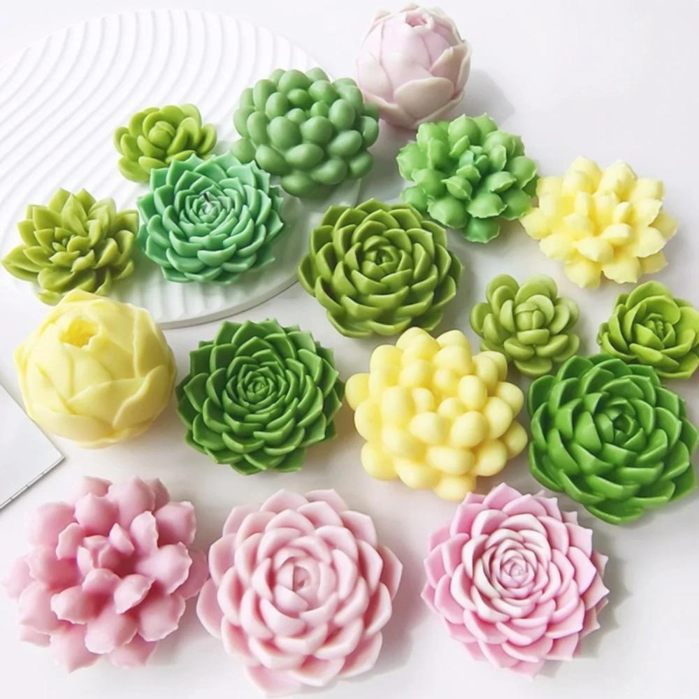 3D Fleshy Succulent Series Candle Silicone Mold DIY Flower Plaster Soap Mold Valentine's Day Gift Handmade Candle Making