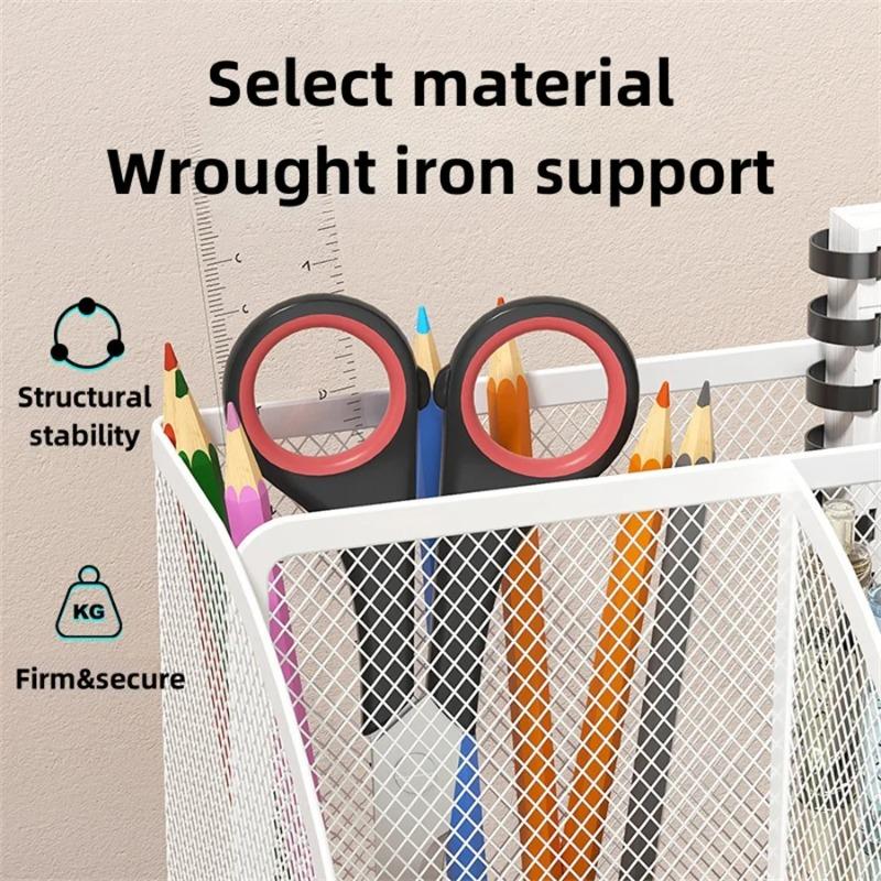Офисные аксессуары Настольный органайзер для канцелярских товаров Креативный металлический держатель для ручек Подставка для хранения карандашей Коробка для хранения с 7 отделениями Разделенный контейнер